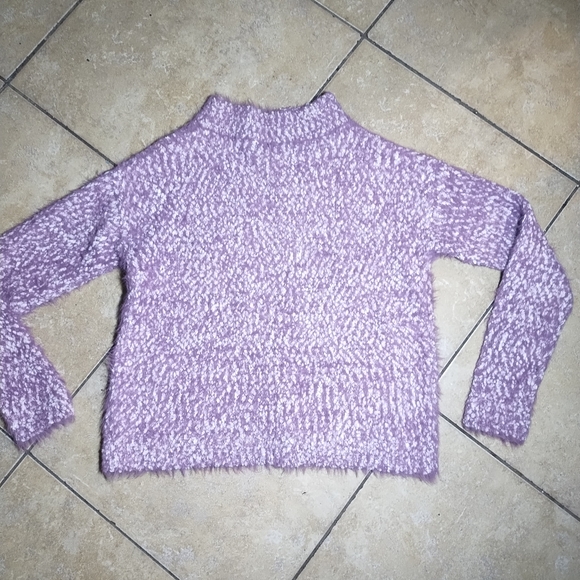 Purple Super Soft Fuzzy Knit Mock Neck Cropped Sweater Top Size XS - Picture 2 of 10